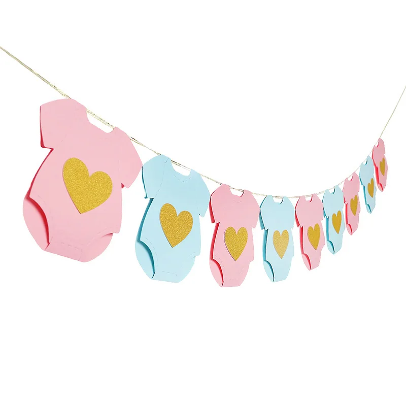 Blue Pink Bodysuit Paper Garland Baby Shower Gender Reveal Party Hanging Banner Flag Kids Boy Girl Birthday Decoration Supplies - view 2