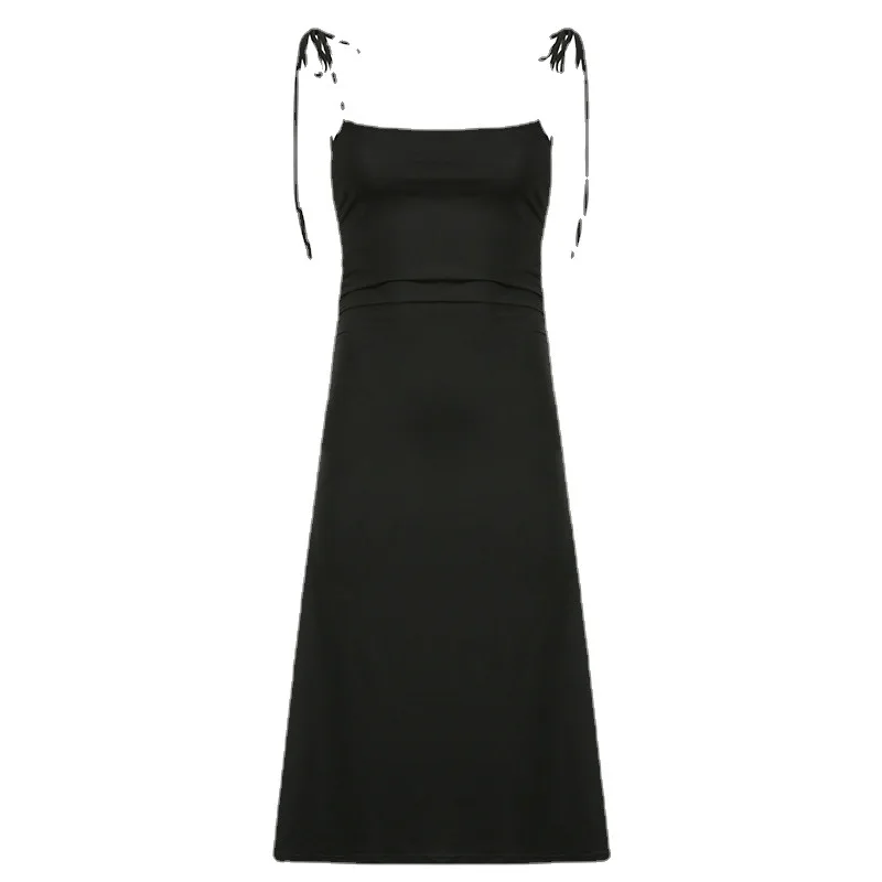 تنورة قصيرة أوروبية وأمريكية ضيقة بلون سادة، فستان صيفي للولائم الرائعة