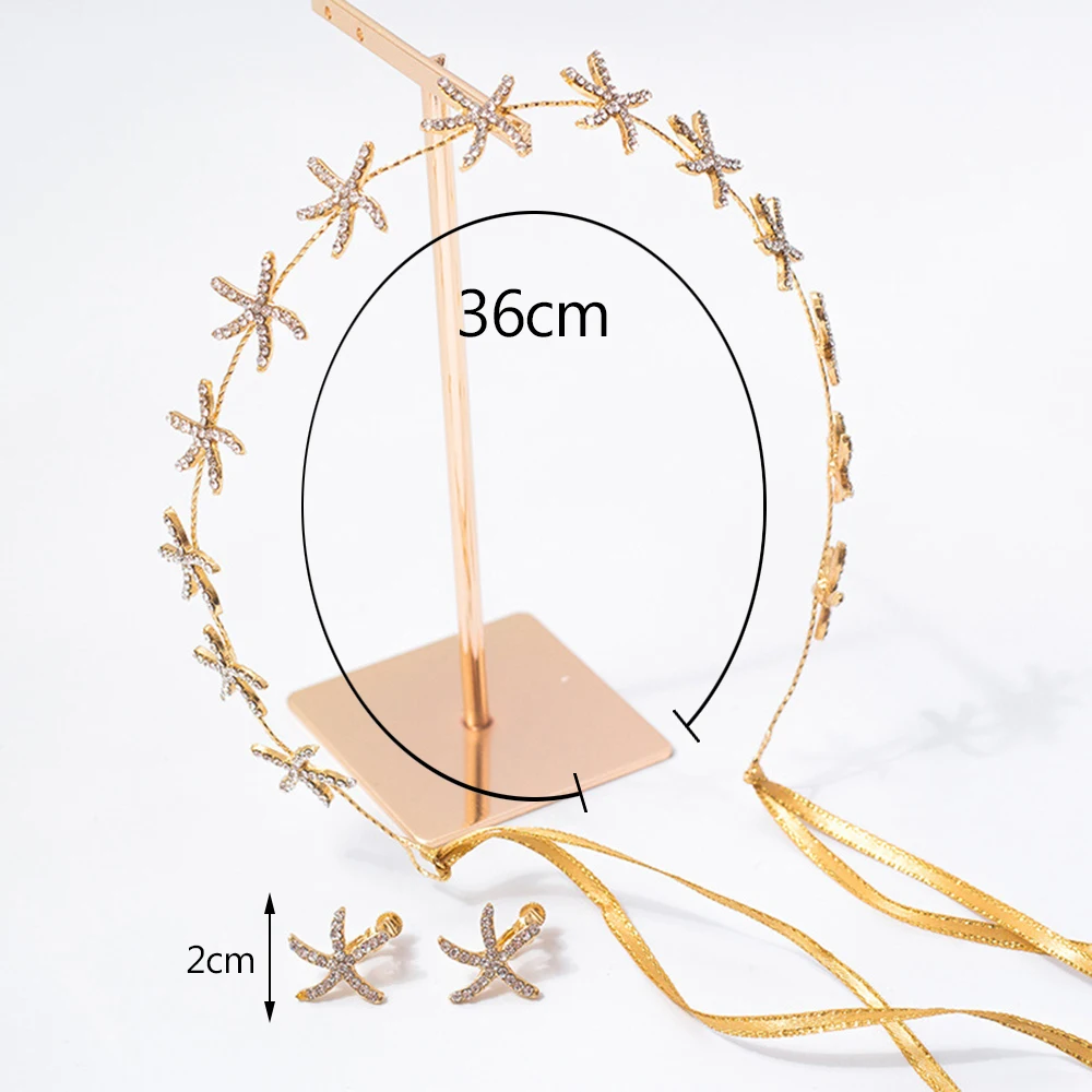 Fasce per capelli diademi accessori da sposa per donna fasce per capelli con strass a forma di stella marina fata sposa principessa copricapo