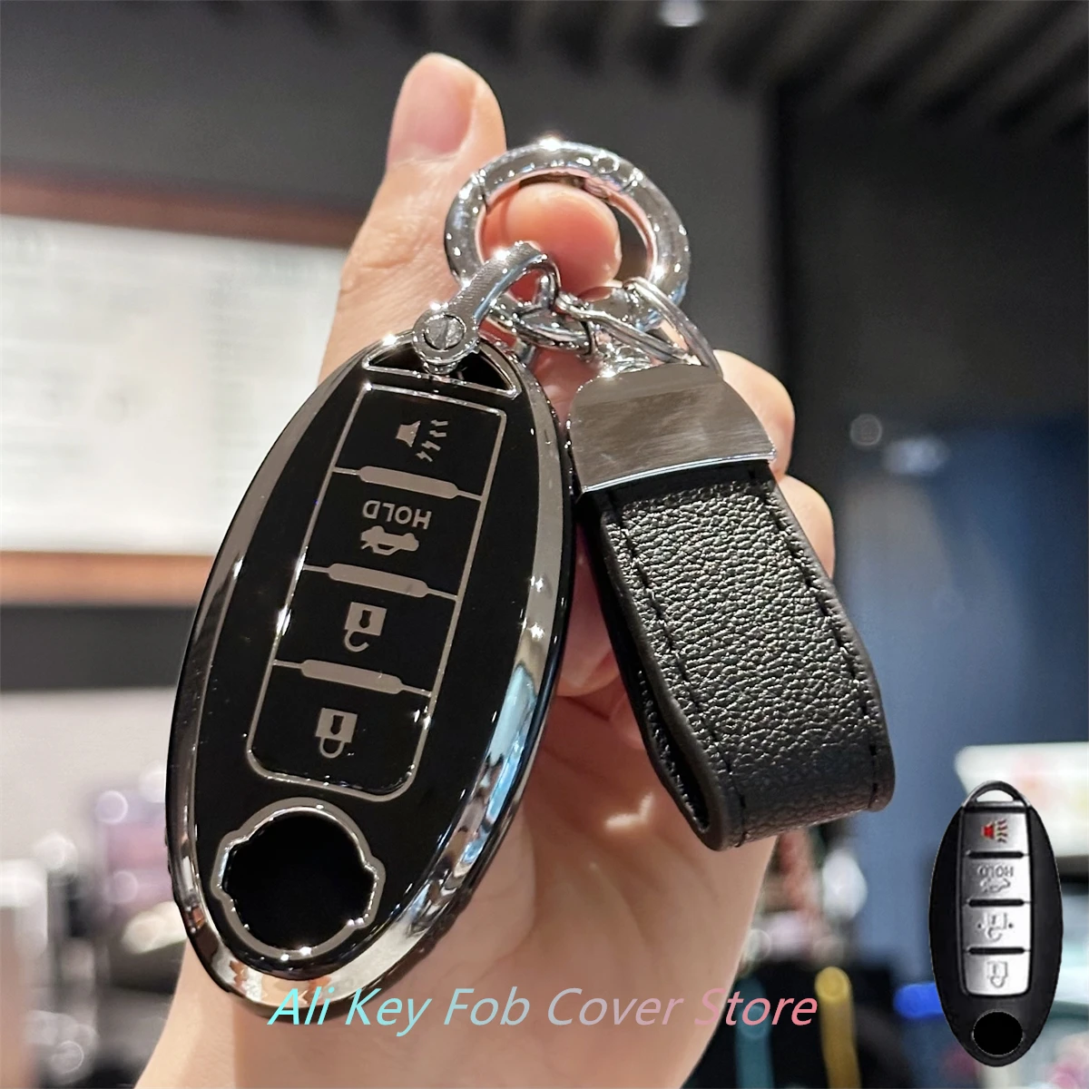 Key Fob Cover with Keychain for Nissan Altima Rogue Sentra Pathfinder Frontier Maxima Titan Murano Kicks Juke Versa Arma
