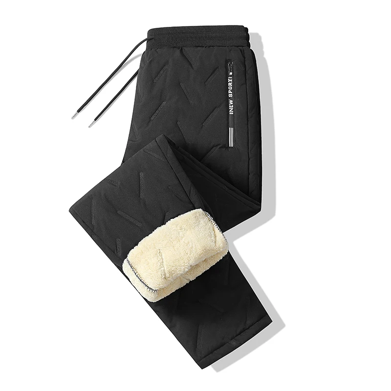 Winter Men Plush Thick Fleece Waterproof Sweatpant Windproof Casual Pants Warm Pants Lambswool Thermal Trousers Casual Outerwear