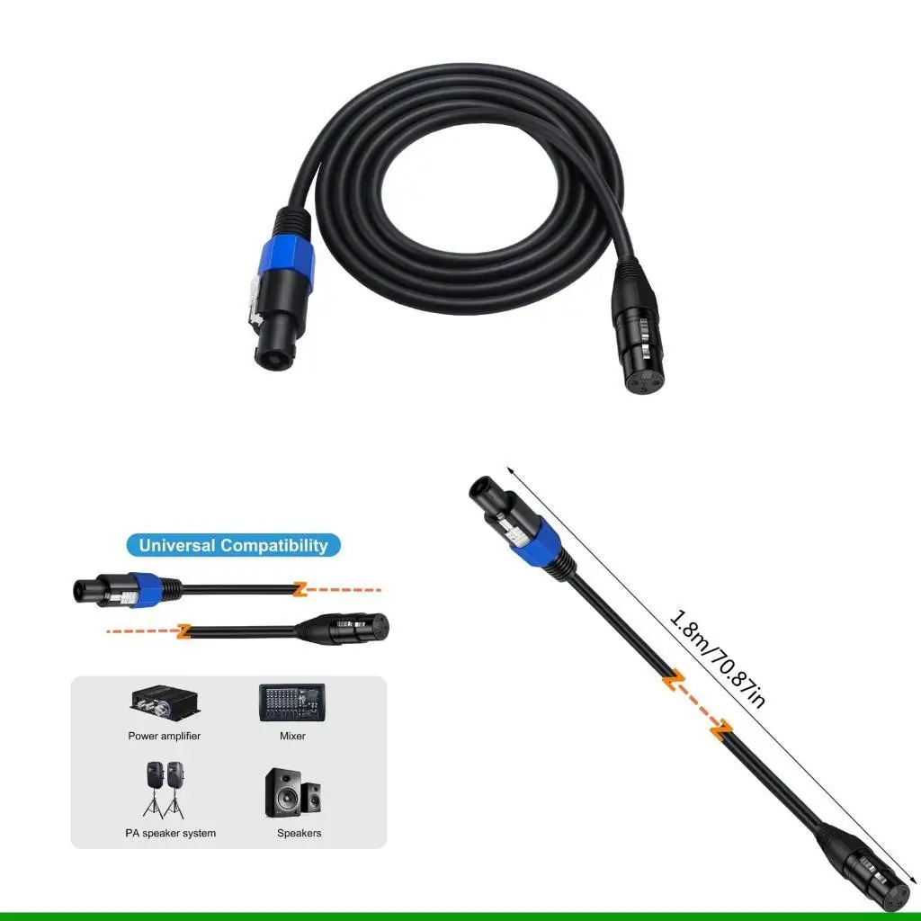 

U55C Speakon to XLR Cable Speakon Plug Male to XLR 3Pin Female Speaker Extension Cable Microphone Wire with Twist Lock