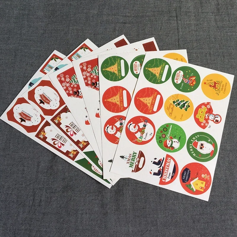 10sheets/lot Christmas Theme Kawaii Paper Adhesive Seal Sticker Gifts Sealing Sticky Decorative  Label Gift Sealing Sticker