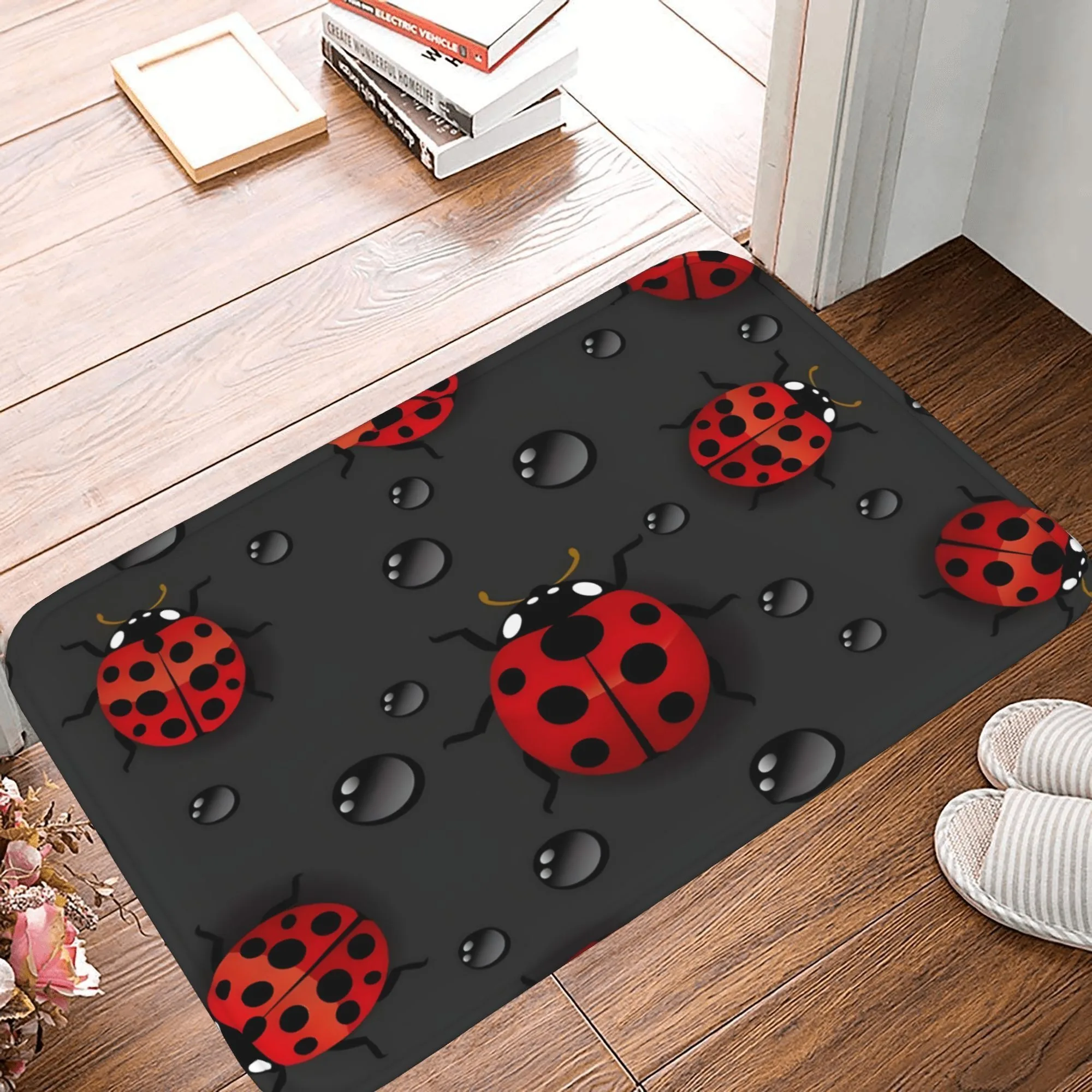 

C1P Ladyfug Pattern Kitchen Rug Non-Slip Door Mat Pop design Bathroom Rug Bath Mat Carpet for Home Sink Laundry Decoreeree