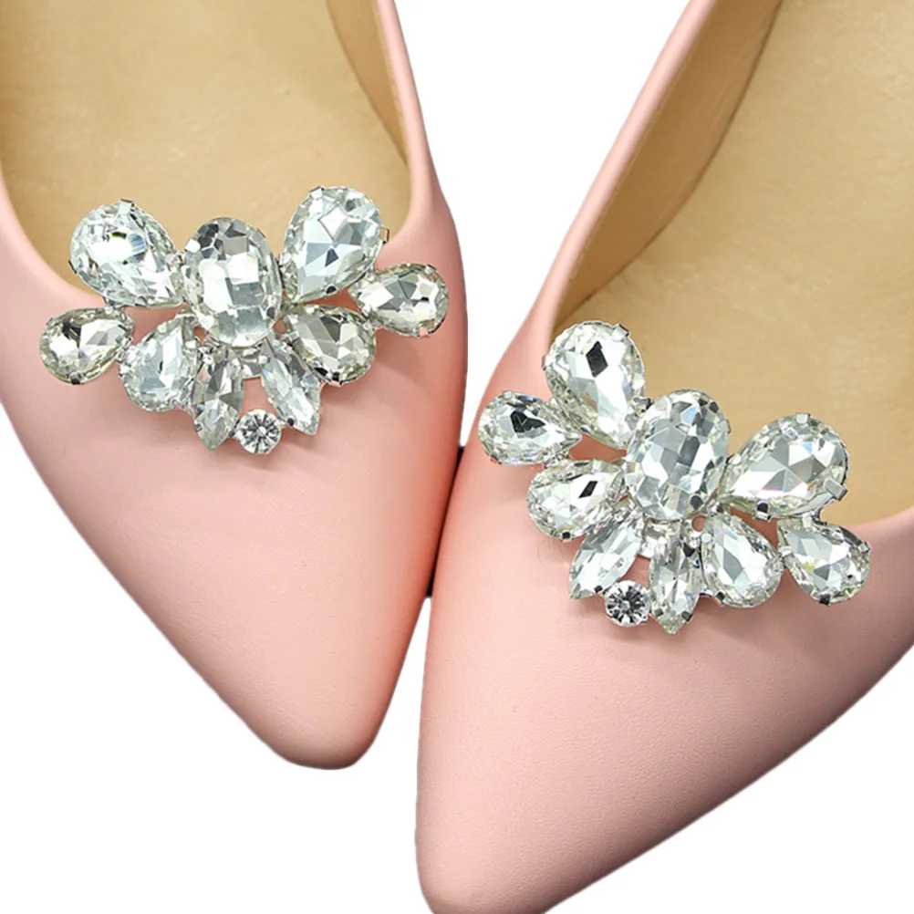 

1 Pair Crystal Shoe Clips Rhinestone Buckles Shiny Detachable Decoration For Women Wedding Party Flat Sandal Boot Accessory Gift