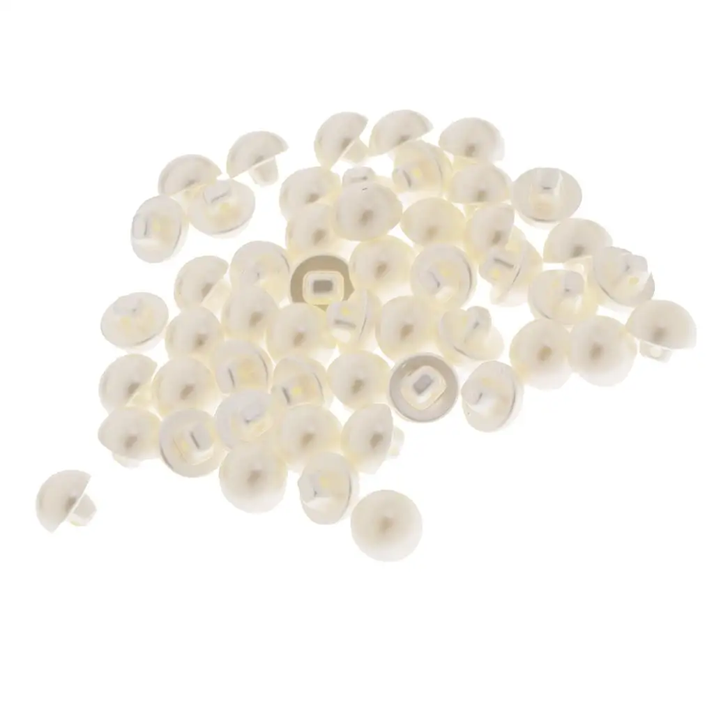 

White Plastic Semicircle Pearl Buttons for Clothing Crafts Sewing Supplies Decorative Accessories 12mm