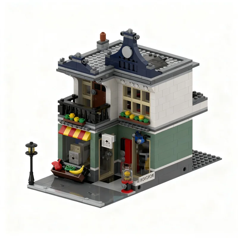 709pcs MOC Modular Streetscape Toy Grocery Shop Model Building Blocks Christmas Gift Architecture Toys Creative Idea Education