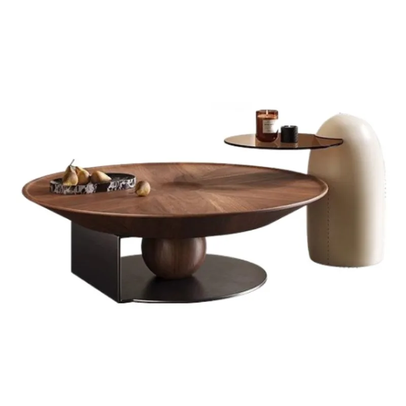 

Italian minimalist round coffee table living room light luxury modern combination simple small apartment household