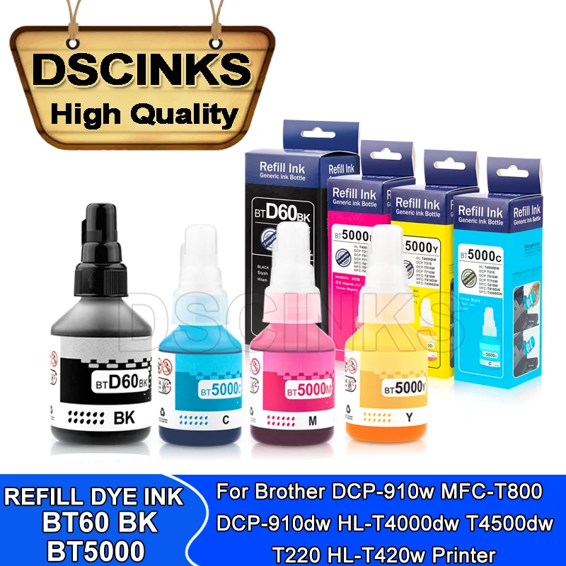 BTD60BK BT5000 Refill Dye Ink For Brother DCP-T510W DCP-T710W MFC-T810W DCP-T310 MFC-T910W HL-T4000DW Dye Ink