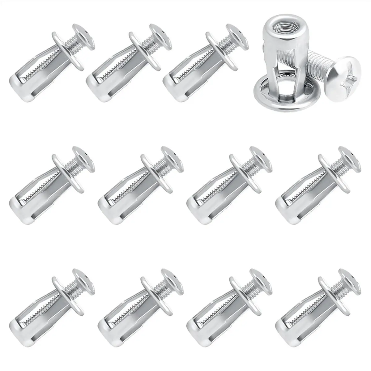 ABLG 12 PCS Hollow Door Anchor Screws Set Hollow Metal Cavity Fixing M6 Jack Nuts Insert Nuts Petal Nuts for Wall Steel Pipe