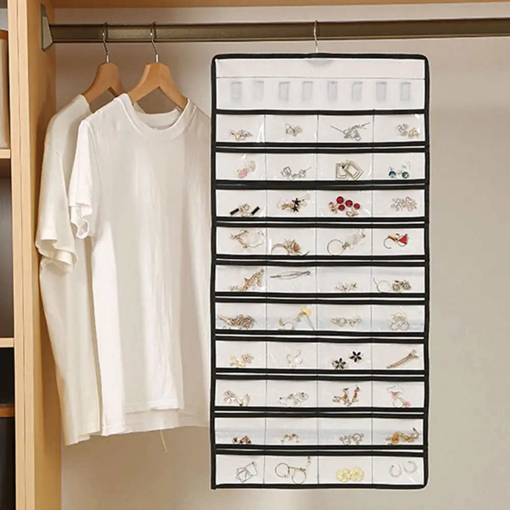 

Складная сумка-органайзер для украшений из нетканого материала, большая вместимость, прозрачная подвесная сумка для хранения женских украшений из ПВХ