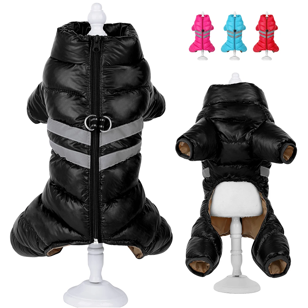 Winter Warm Dog Down Jacket Waterproof Dog Clothes for Small Medium Dogs Reflective Pet Coat Jumpsuit French Bulldog Clothing