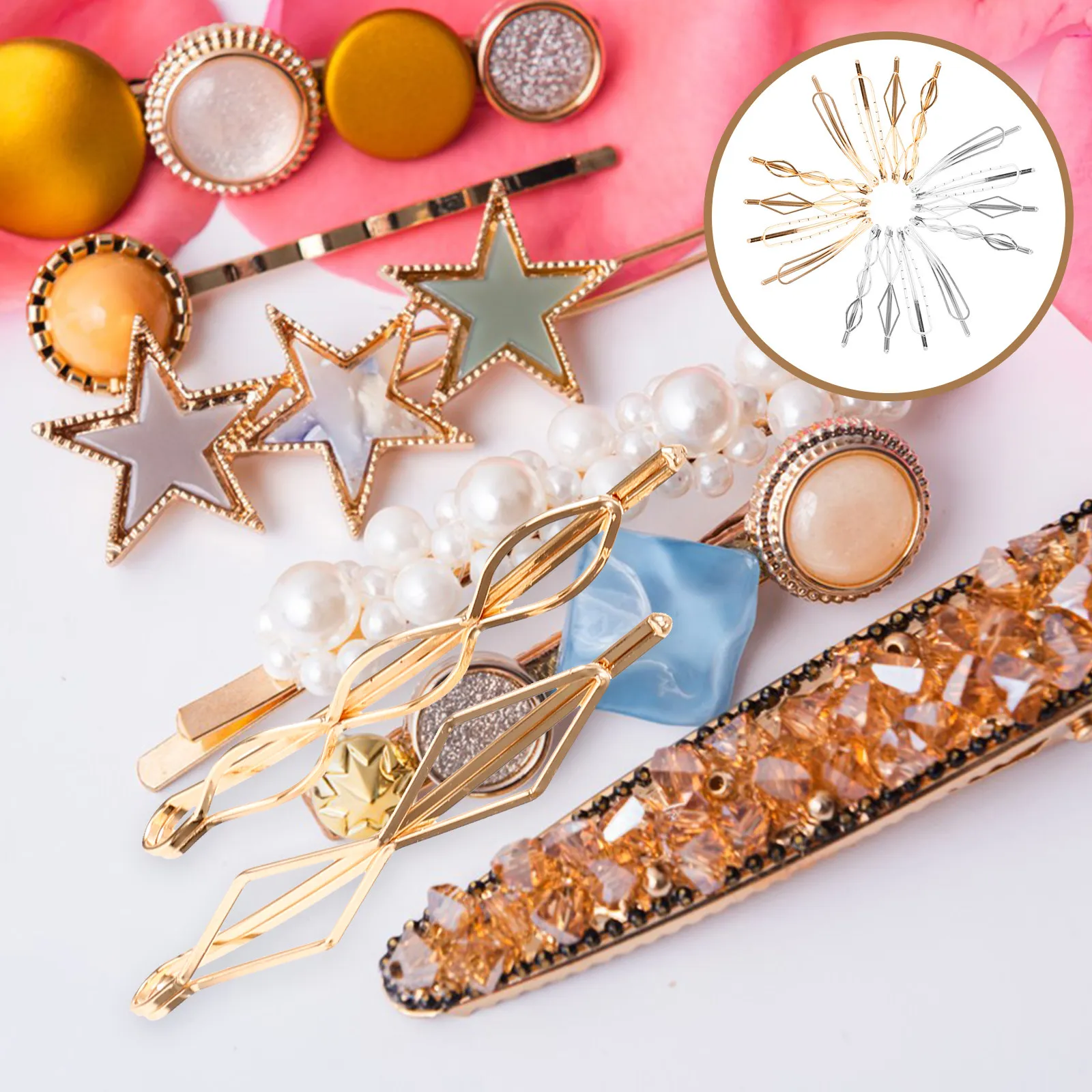 

16Pcs Metal Hairpin Set Minimalist Hair Clips for Women Bridal Wedding Party Girls Hair Accessories Bobby Pins