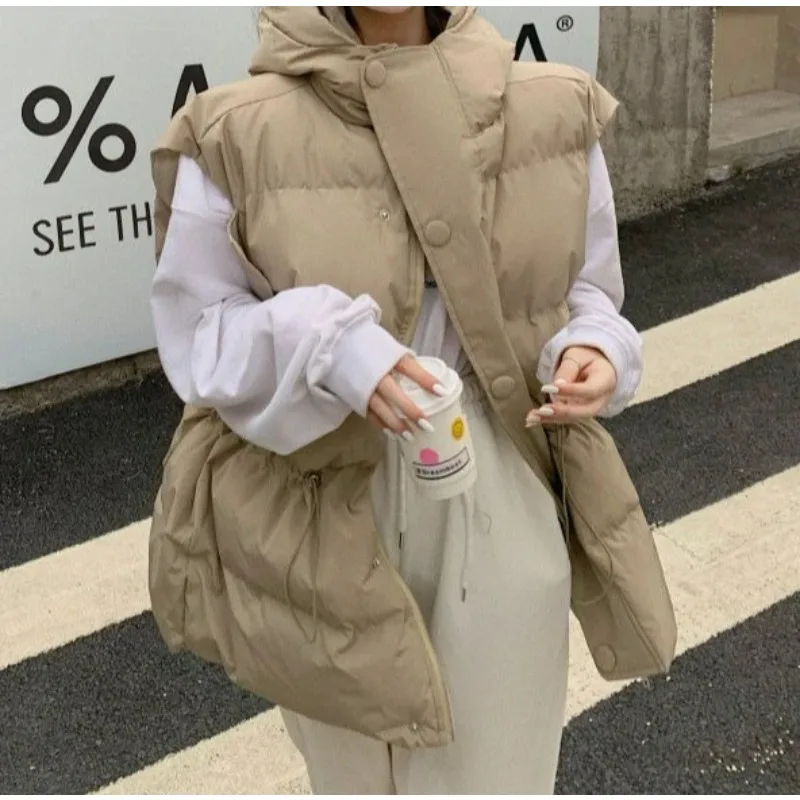 2025 Autumn and Winter New Loose Shoulder Thickened Jacket Wearing Down Cotton Vest Coat for Women