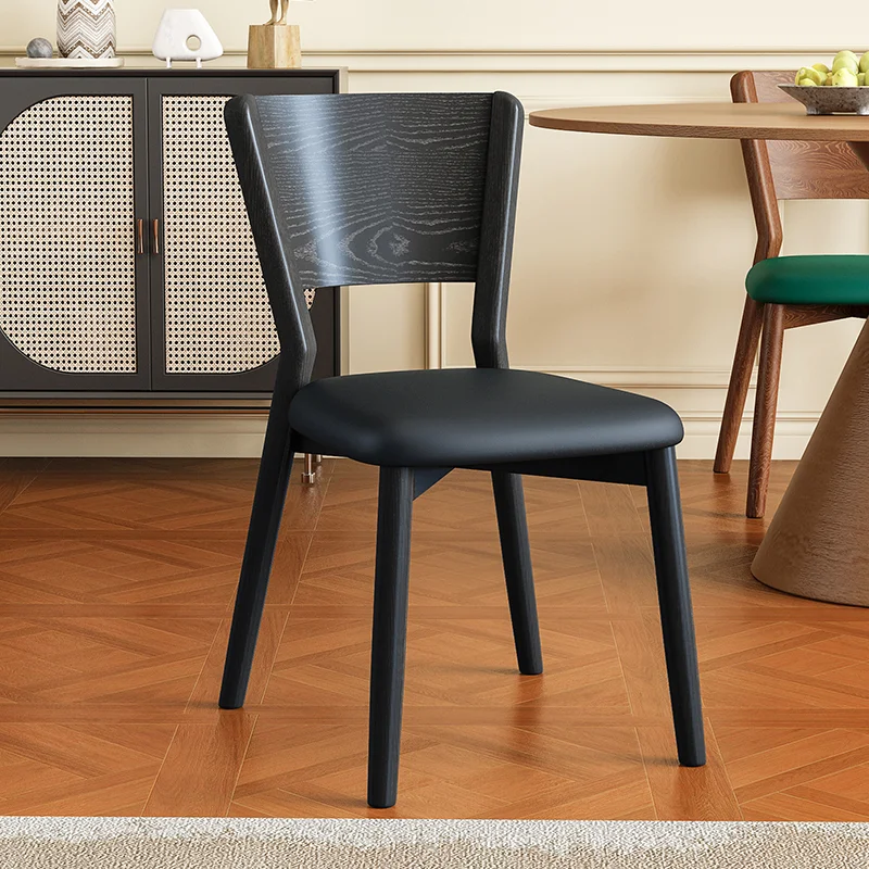 

Nordic curved backrest chair solid wood dining chair household small apartment new deep walnut minimalist modern comfortable