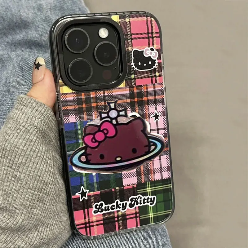 جميل مرحبا كيتي محظوظ حامل جراب هاتف آيفون 16 15 14 12 13 11 برو ماكس XR XS ماكس 7 8 زائد صغير Kawaii Y2K لطيف الغطاء الخلفي