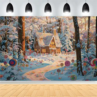 Christmas Day New Year Party Photography Backdrops Prop Window Living Room Interior Xmas Tree Snow Theme Photo Background FN-13
