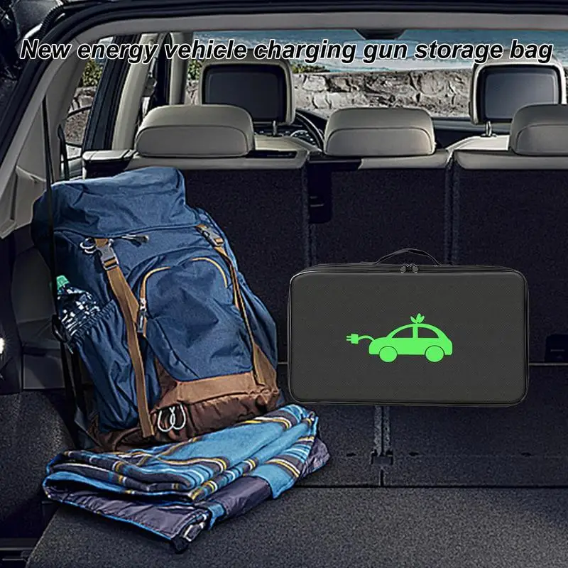 EV Cable Organizer Bag Waterproof & Fireproof Car Charging Cable Storage Bag Electric Vehicle Charger Plugs Sockets Jumper Case