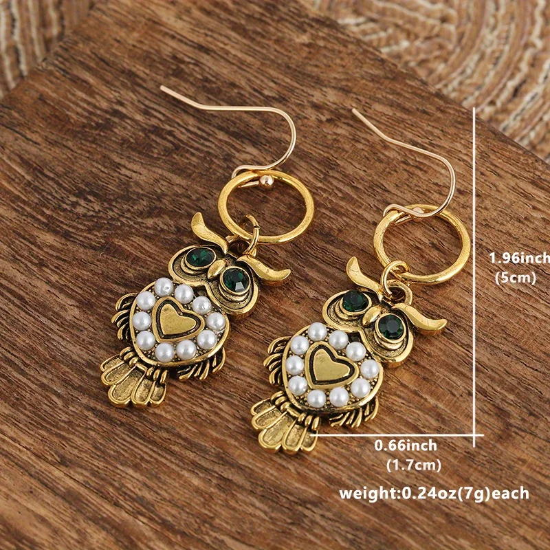 Vintage Brass Pearl Earrings - Owl Earrings - Green Earrings - Chloes Vintage - OOAK - Pearl Earrings - Chloe's Handmade Jewelry