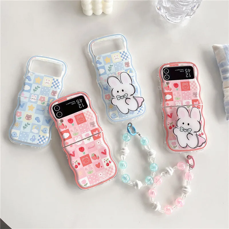 

Pink Blue Plaid Phone Case for Samsung Galaxy Z Flip 6 5 4 3 Protective Back Cover for ZFlip4 ZFlip5 ZFlip6 Case Shell