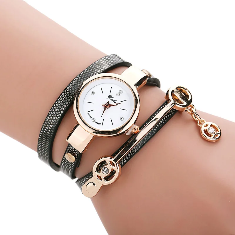 Women Watches Rhinestone Multilayer Bracelet Watch Women Faux Leather Strap Analog Quartz watch Fashion Dress Clock часы женские