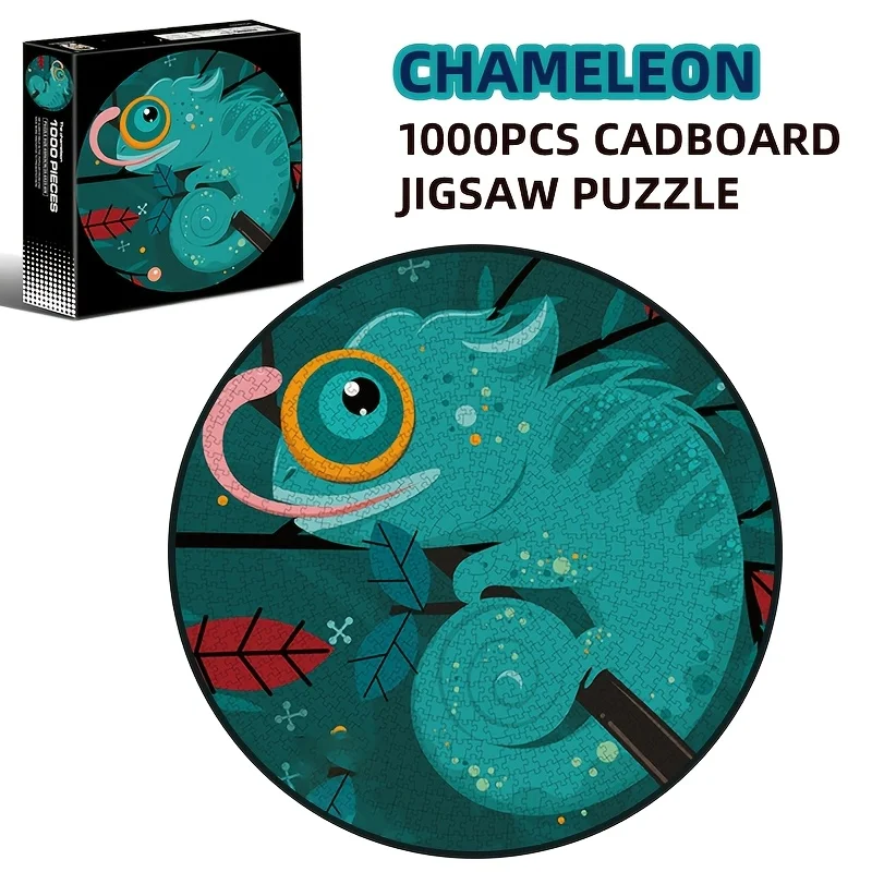 

Круглый пазл для взрослых, очень толстый картон, задняя буква, хамелеон с подсветкой, 1000 шт., 26x26 дюймов