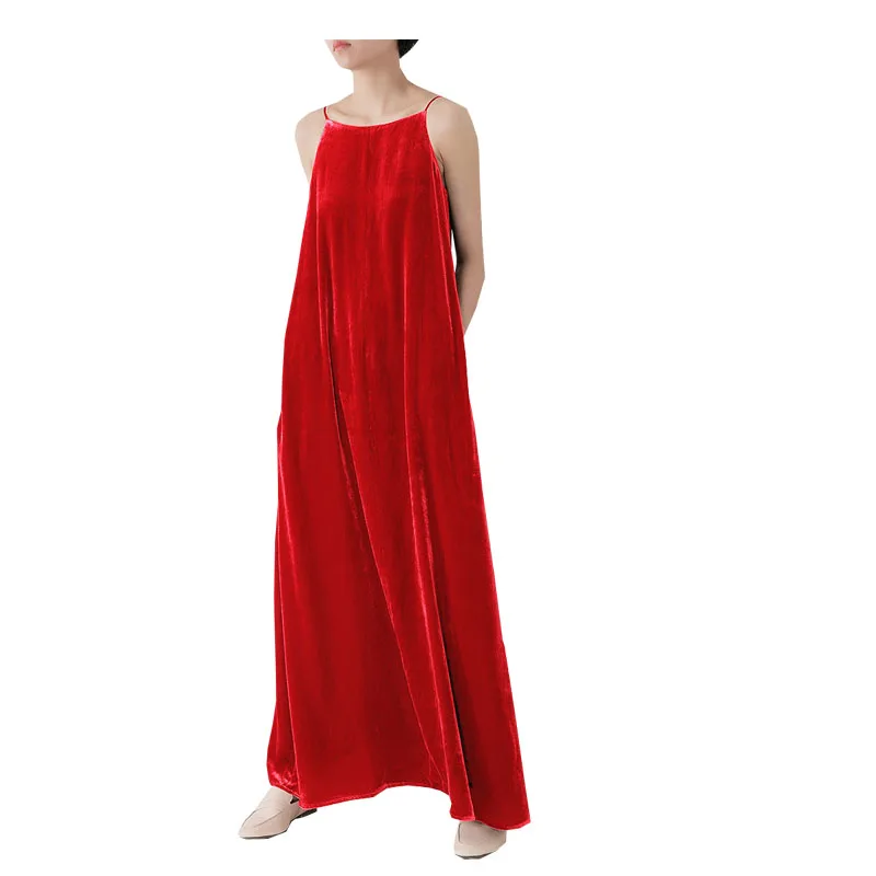 Imagem -03 - Fengbaoyu Pure Silk Velvet Primavera Verão Sling Saia da Senhora para Manter Warm Robe Tamanho Grande 5xl Vestidos em Vendas com