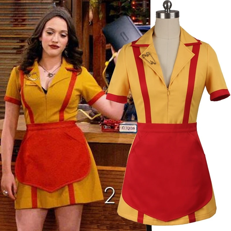 Костюм для девочек 2-мя слома на заказ, наряд на Хэллоуин, черный костюм Caroline Wesbox Channing, костюм для косплея, 2-словное платье-фартук для девочек