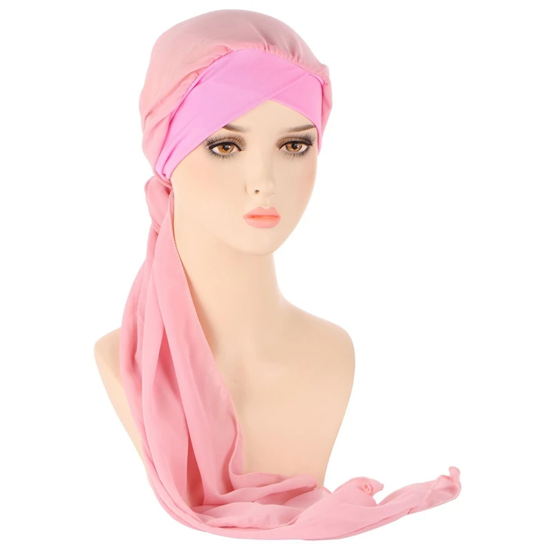 

Muslim Women Beanie Turban Hat Head Scarf Stretchy Wrap Bandana Hijab Cap Hair Loss Solid Color Cancer Chemo Cap Arab Indian