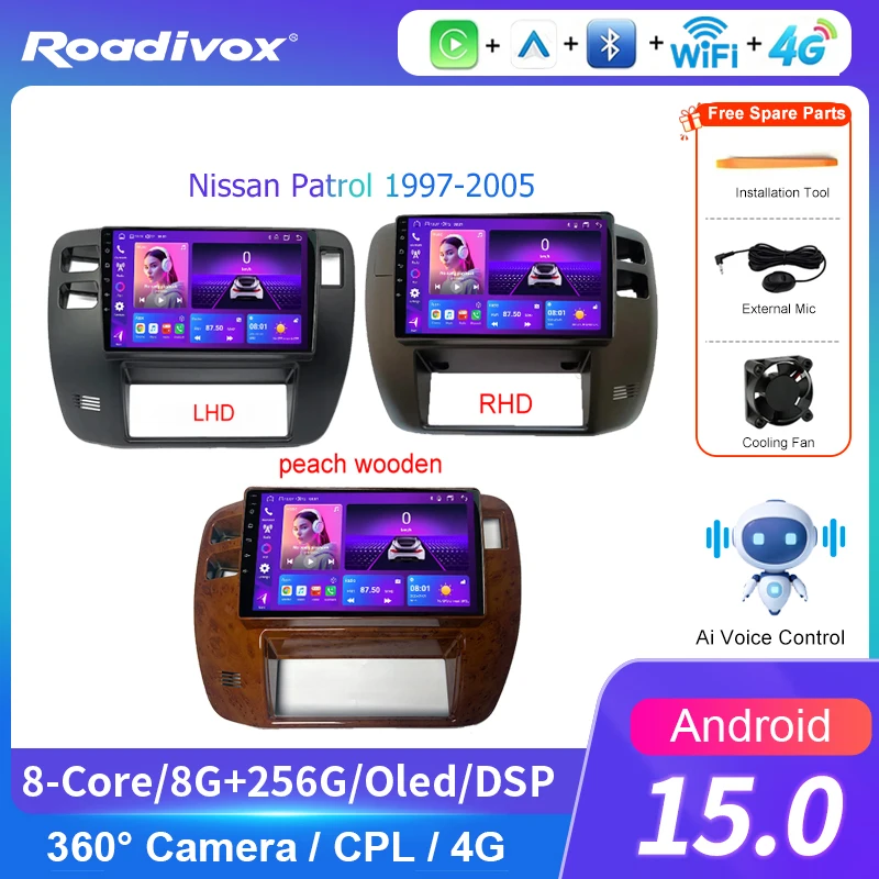 AI VOICE roadivox Android car radio for Nissan Patrol 1997-2005 stereo GPS Navigation video Multimedia Player tape recorder