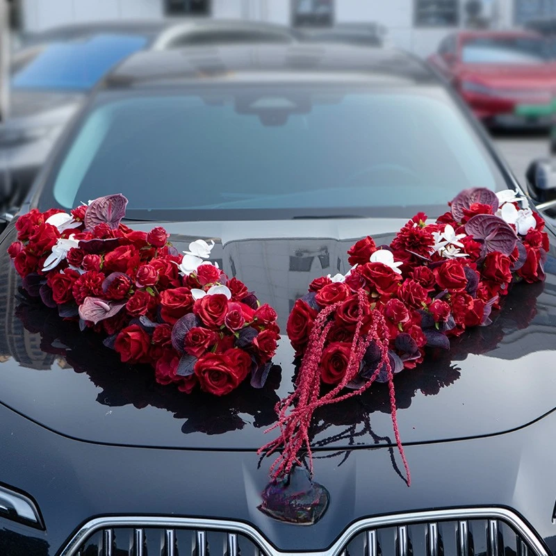 Décoration de voiture de mariage, fleur artificielle pour l'avant, arrangement pour l'équipe d'accueil, fleur artificielle
