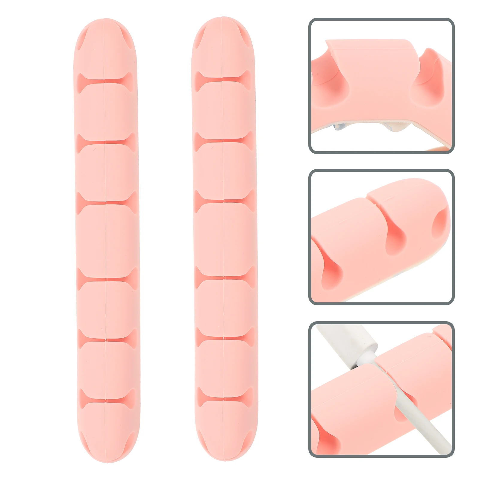 

2pcs Holder 8 Slots Adhesive Cable Organizer Desktop Wire Management Cord Keeper Usb Headphone Cables Self-Stick Clips