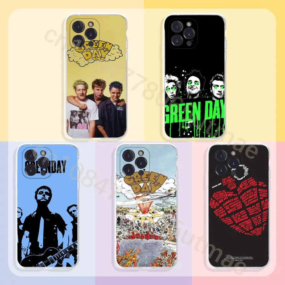 Funda para Teléfono G-Green Day American Idiot Dookie para iPhone 11, 12, 13, 14, 15, 16, 17, Plus, Pro, Max, Plus, Transparente