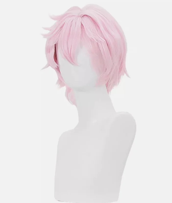 Genshin Impact Fontaine Dahlia Cosplay Pruiken 28 cm Kort Recht Roze Haar