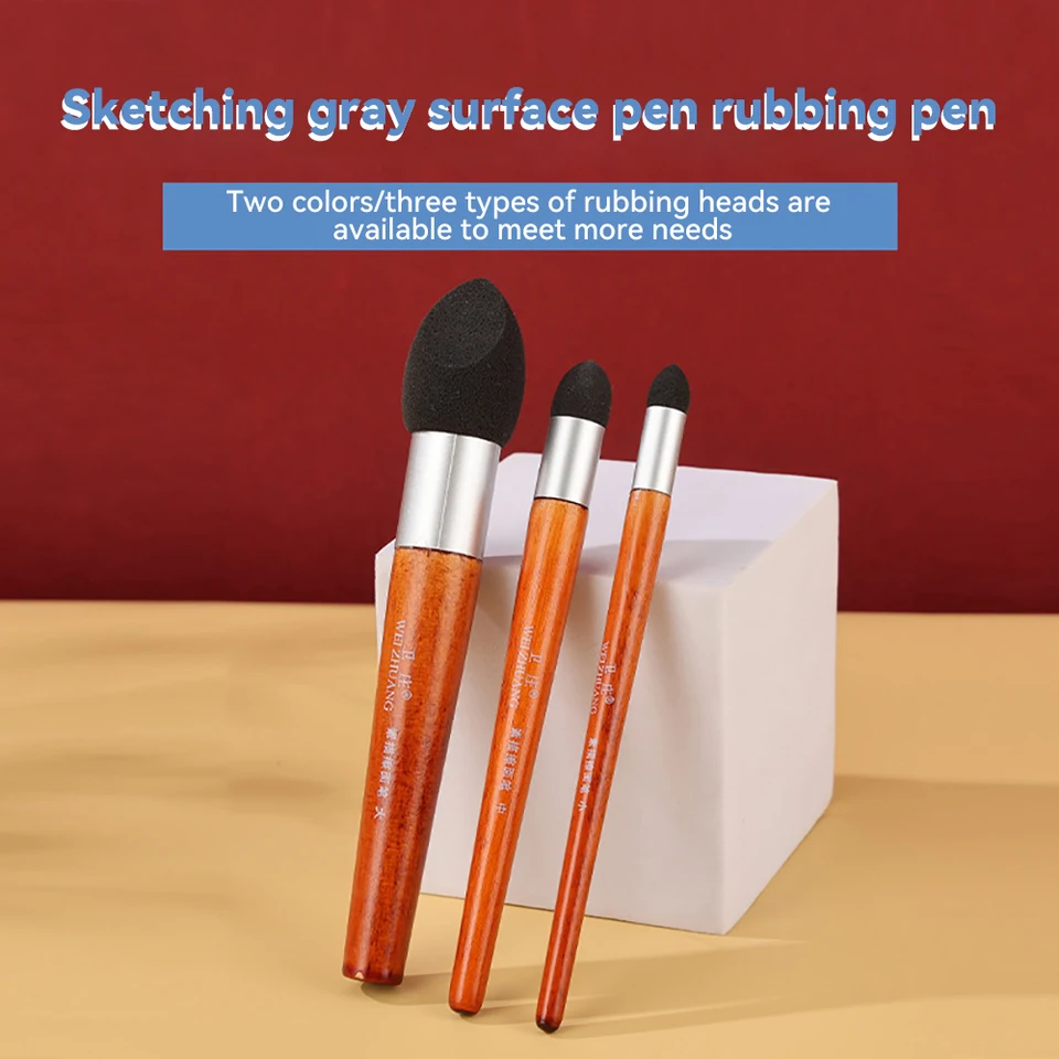 DOITOOL Stylo Éponge à Dessin Outils de Mélange Pastel à Huile pour Artistes 3pcs Tête Douche en Éponge Plastique pour Croquis Détaillés et Estompage en Dessin