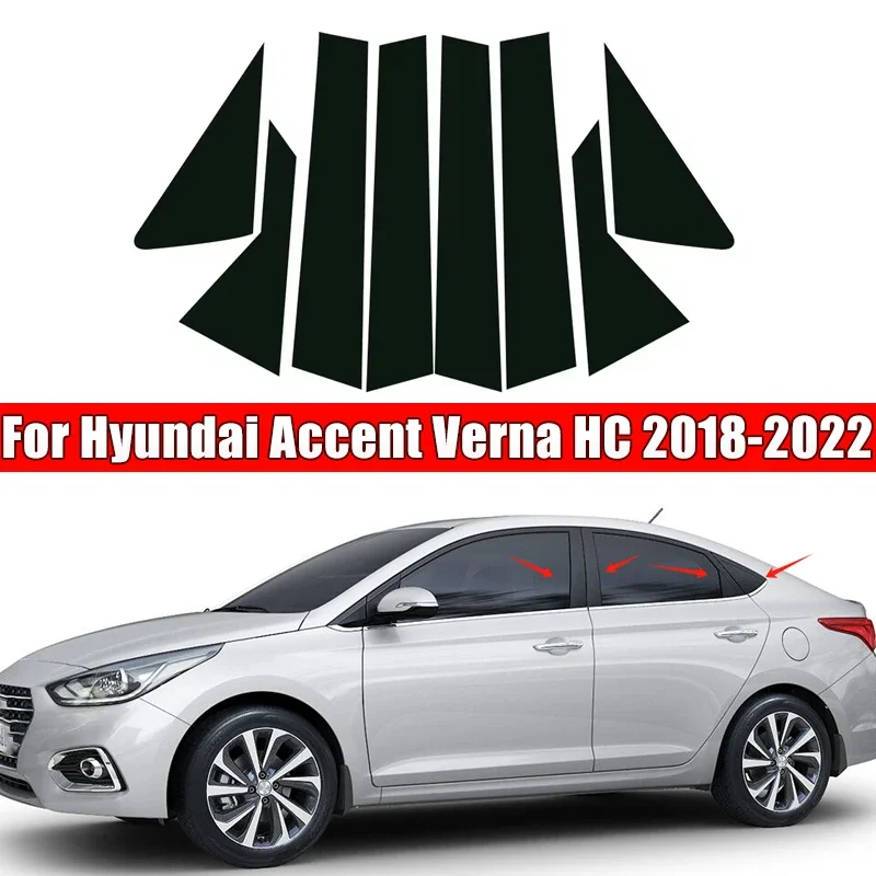 

8Pcs Car Door Window Pillar Center Post Trim Stickers For Hyundai Accent Verna HC 2018-2022 2019 2020 Auto Styling Accessories