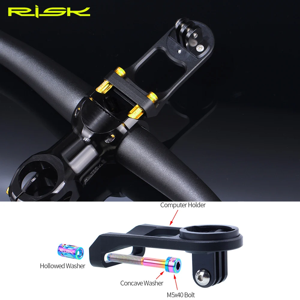 

RISK M5X40mm Titanium Alloy Bicycle Computer Mount Holder Extended Fixing Screws MTB Mountain Bike Standing Extension Stand