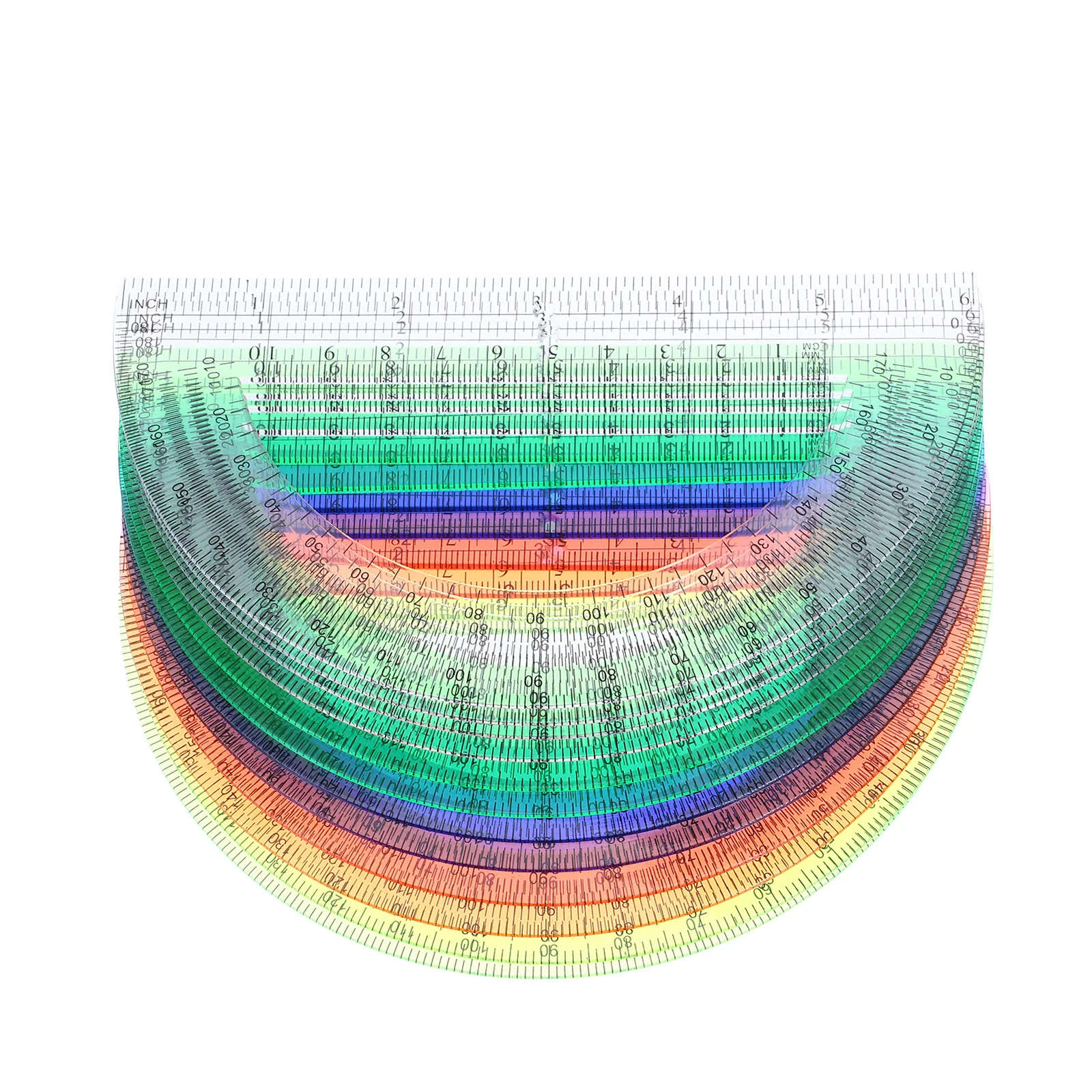 12Pcs Colorful Protractor Set 180 Degree Clear Semicircular Plastic Ruler for Student School Office Geometry Measuring Angle