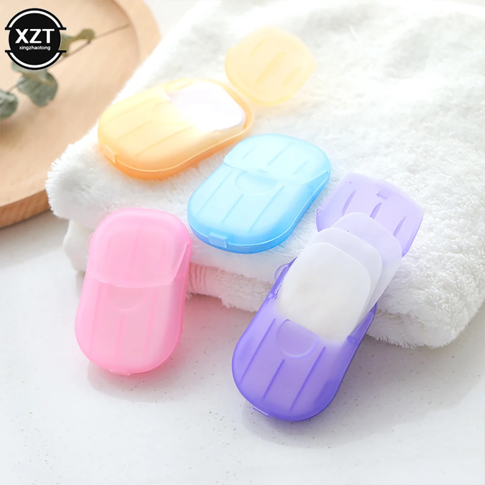 20Pcs/Box Disposable Soap Paper Portable Washing Hand Clean Scented Slice Skin Friendly Foaming Box Mini Soap Paper For Outdoors