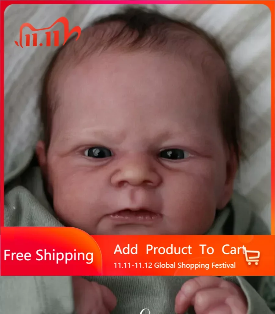 

17inch Reborn Doll Kit Elijah Newborn Baby Lifelike Very Soft Flexible Fresh Color Unfinished Doll Blank Parts