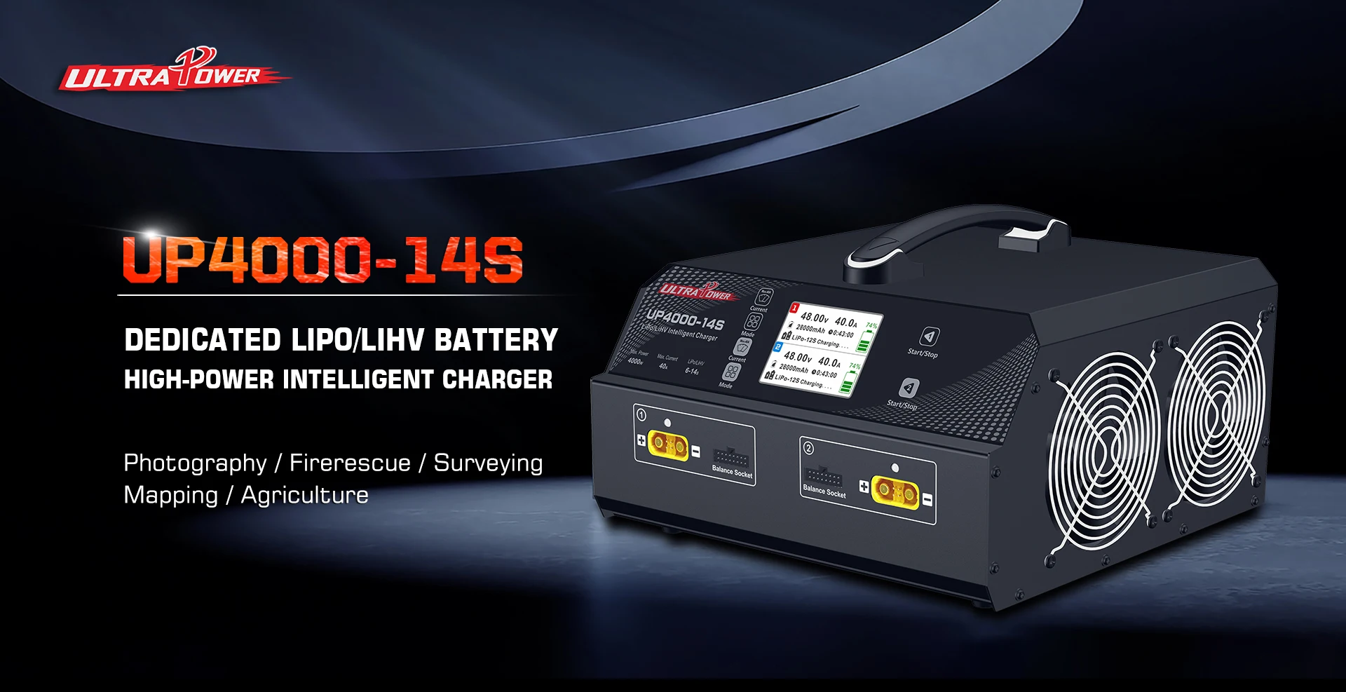 ultrapower UP4000-14S 2X2000W 40A 6-14S LiPo/LiHV Battery UAV Drone Charger