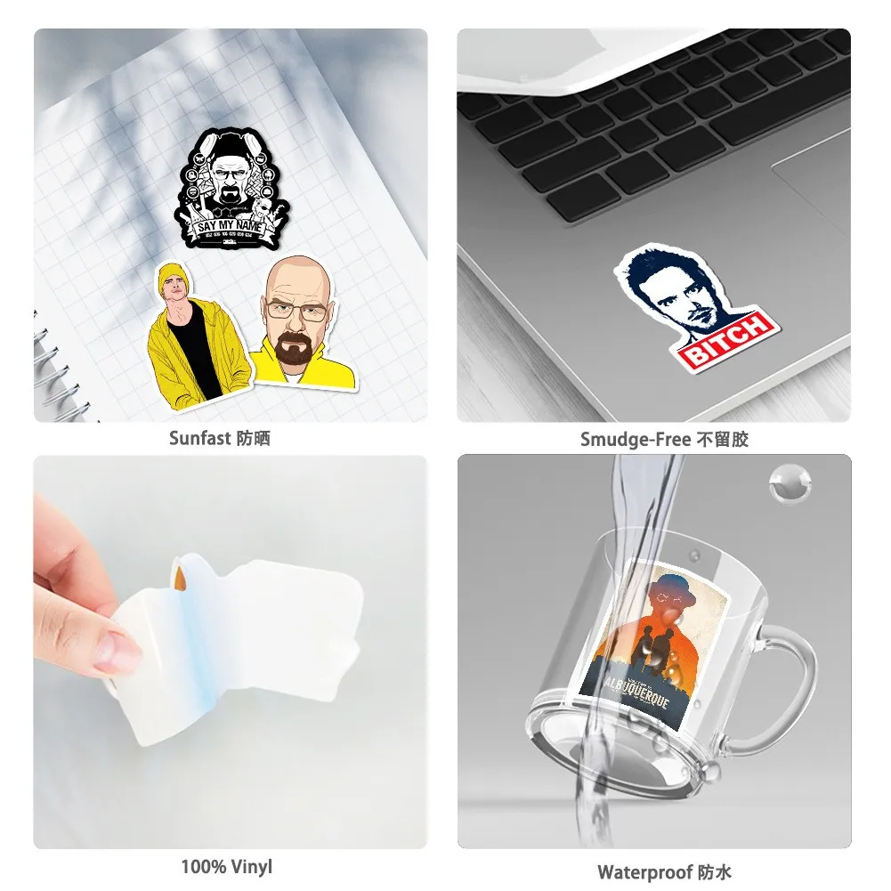 50pcs TV Show Breaking Bad Stickers for Laptop Skateboard Scrapbooking Waterproof Cool Graffiti Decal Sticker Kid DIY Toy view 6