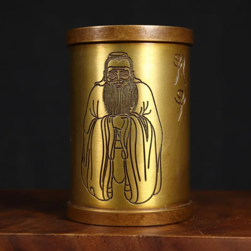 Copper Confucian Pen Holder, Four Treasures of the Study, Home and Office Desktop Decoration, Back-to-School Gift, Teacher's Day