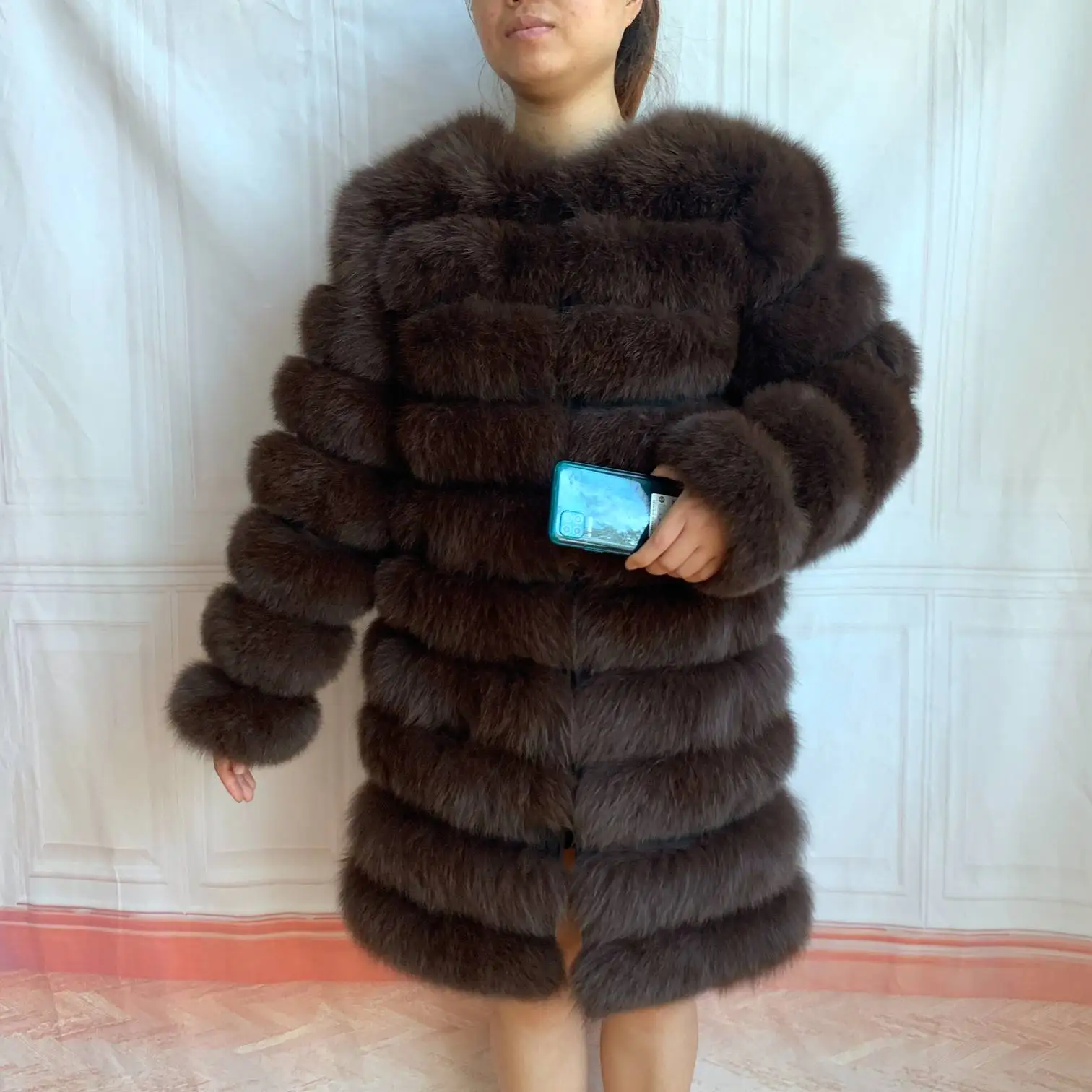 NEW 4in1 Real Fox Fur Long Coat Winter Coat for Women Jackets Vest Winter Outerwear Women Fox Fur Coat High Quality Fur Clothes