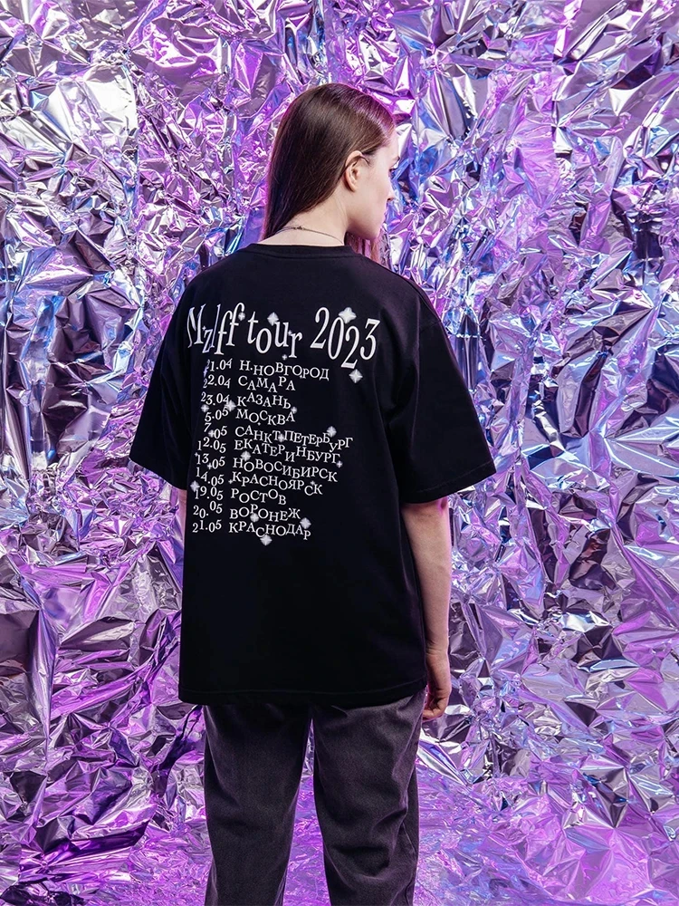 Men T-Shirt Mzlff Tour 23 Graphic Print Oversized Cotton Y2k Tops Tees Streetwear Pulovers Harajuku Short Sleeve Unisex Clothes