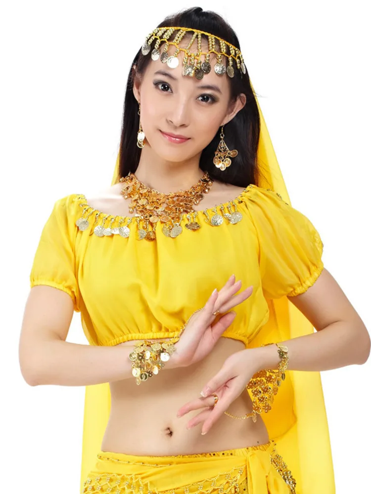 Solid Color Oriental Dancing Festival Tops Women Urban Dance Jazz Sequins Bellydance Fantasia Latin Clothes Tassel Woman Arab