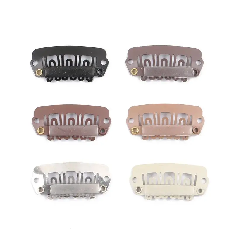 

50pcs 2.8cm hair snap clips for extensions U Shape weave toupee wig 6 teeth clips styling tools