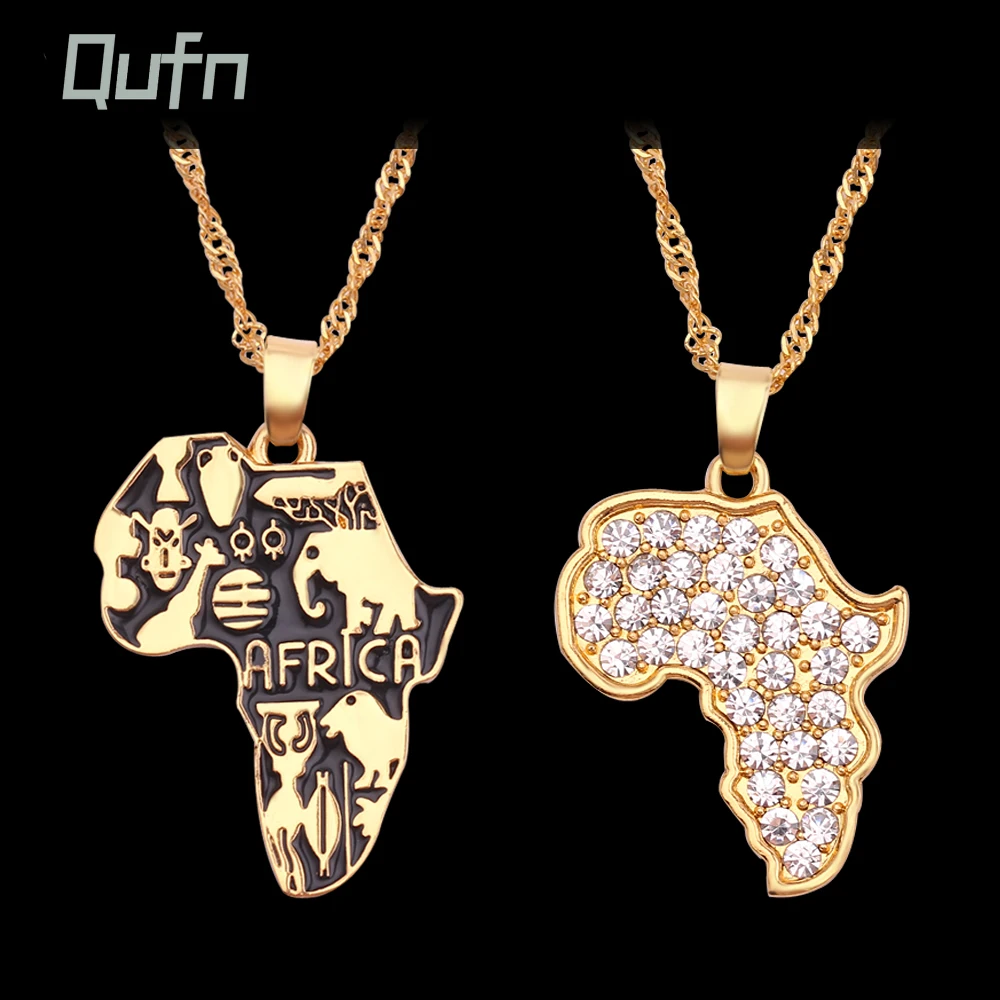 African Art Paint Map Pendant Necklaces Hip Hop Jewelry Accessories Neck Chain African Map Necklace for Ethnic Jewellery Gift