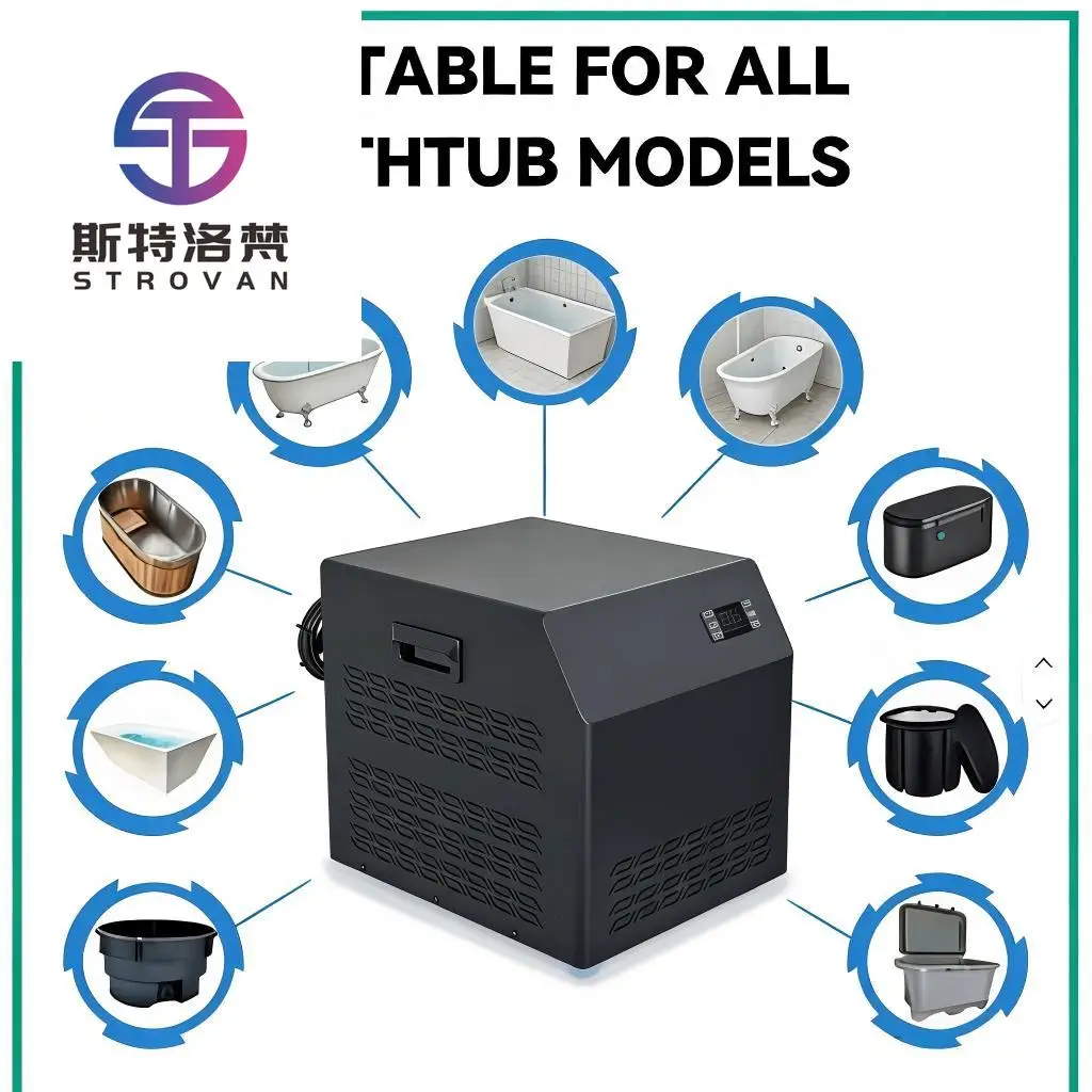 STROVAN 0.3H`P OEM Ice Bath Chiller  DFMINI03-B  Stainless Steel  Water-Cooled  220V Pump
