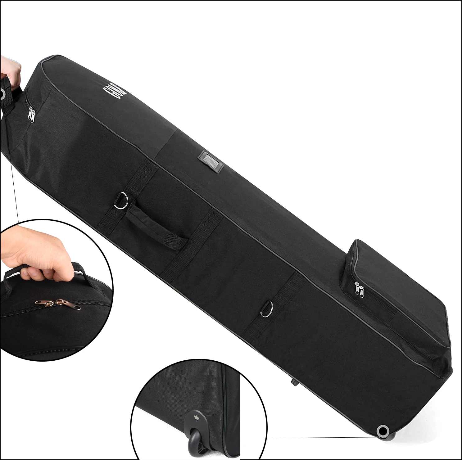 Faltbare Golf-Reisetasche mit Rollen, großes Fassungsvermögen, robust, aus strapazierfähigem 600D-Material, ideal zum Schutz von Golfschlägern und für den Versand per Flugzeug. – Detail 3
